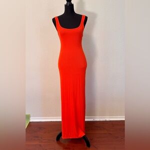 NWOT! 🔥Bershka Red ribbed  Maxi Dress Square Neck Sleeveless